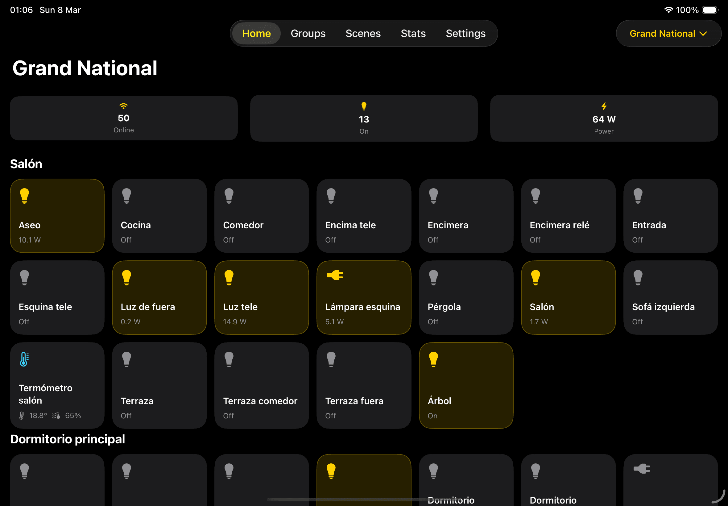 iPad landscape home dashboard