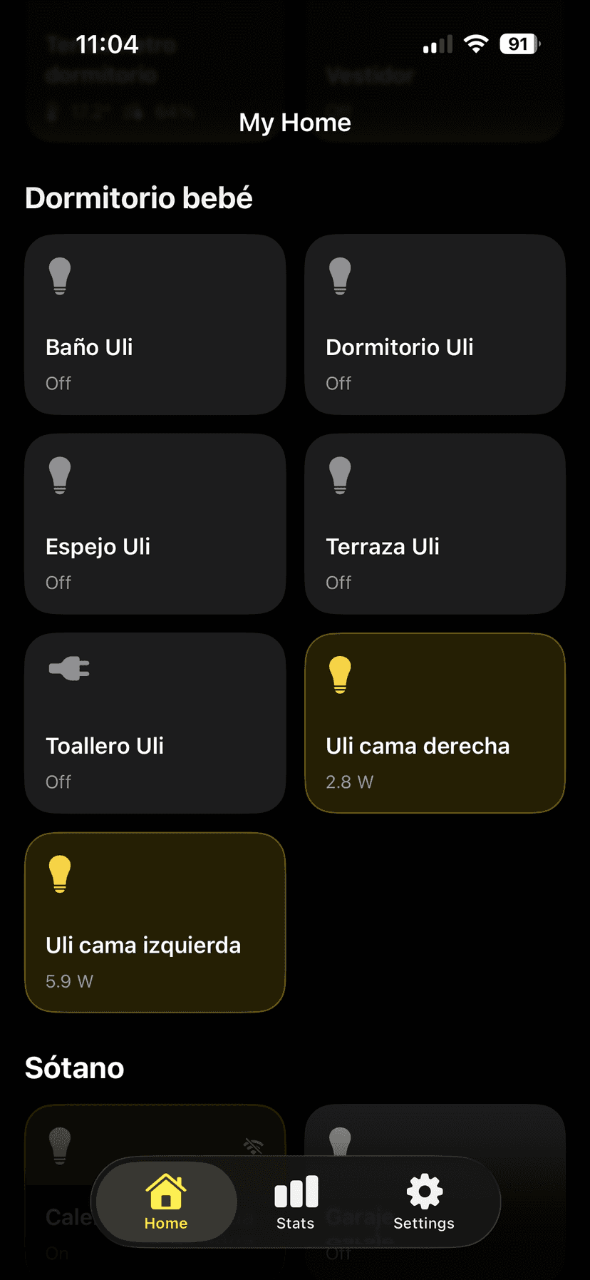 Room view with device controls